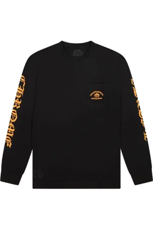 CHROME HEARTS Top, Herre, Sort, S, Sort Orange Triple Cross Langærmet Skjorte