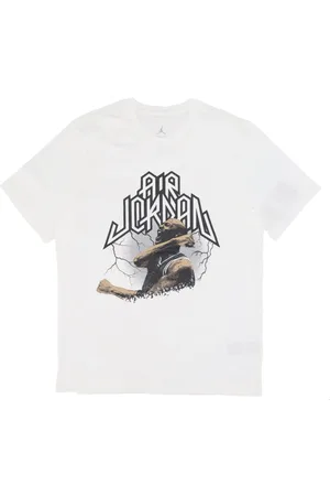 Jordan Top, Herre, Hvid, L, Bomuld, Grafisk T-shirt Hvid/sort Kortærmet