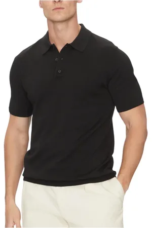 Calvin Klein Top, Herre, Sort, XL, Bomuld, Luksus Strikket Polo Skjorte