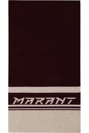 Isabel Marant Tilbehør, Dame, Lilla, ONE SIZE, Uld, Logo Intarsia Uld Blandet Tørklæde