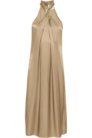 My Essential Wardrobe Kjole, Dame, , 3XL, Polyester, Elegant Lang Kjole med Knude Detalje
