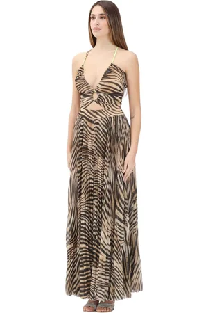 Roberto Cavalli Kjole, Dame, Brun, XS, Dyreprint Lang Kjole