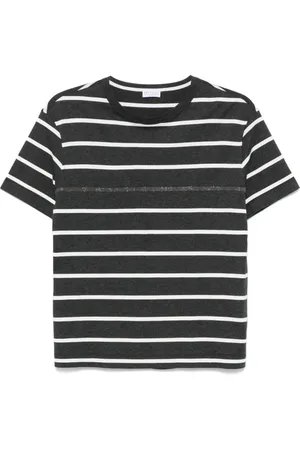 Brunello Cucinelli Top, Dame, Sort, L, Bomuld, Afslappet Bomuld Jersey T-shirt