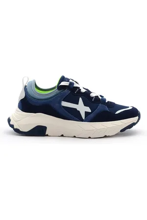 W6YZ Sko, Herre, Blå, 41 EU, Suede, Blå Sneakers med Suede Indsæt