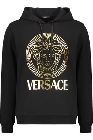 VERSACE Sweathshirts & Hoodies, Herre, Sort, L, Bomuld, Bomuldshættetrøje med frontlogo
