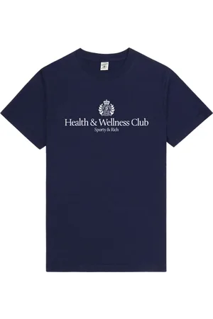 Sporty & Rich Top, Herre, Blå, XL, Bomuld, Bomuldst-shirt med Patch