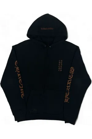 CHROME HEARTS Sweathshirts & Hoodies, Herre, Blå, M, Sort Brun Logo Hættetrøje