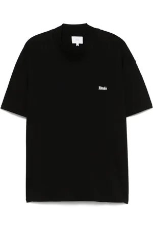 Rhude Top, Herre, Sort, M, Uld, Sort Crew Neck Kortærmet T-shirt