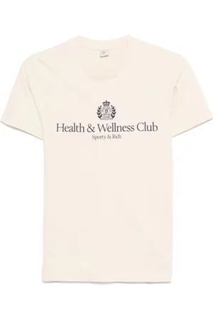 Sporty & Rich Top, Dame, , L, Ecru Crew Neck Logo Print T-shirt