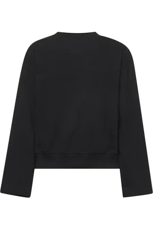 DRIES VAN NOTEN Sweathshirts & Hoodies, Dame, Sort, M, Bomuld, Sort Snap-Buttoned Oversized Bomuldssweater