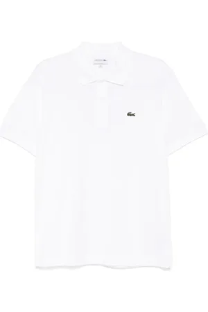 Lacoste Top, Herre, Hvid, M, Hvid Polo Skjorte Knap Lukning Krave