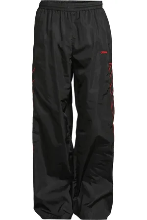 OFF-WHITE Bukser, Herre, Sort, L, Diag-Stripe Broderede Straight Leg Bukser