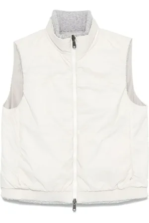 Brunello Cucinelli Jakke, Dame, Hvid, S, Bomuld, Vendbar Vatteret Gilet