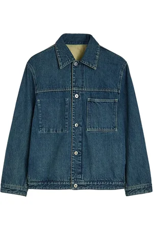 Jil Sander Jakke, Dame, Blå, S, Denim, Denimjakke med blegede effekt