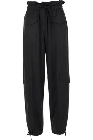Ganni Bukser, Dame, Sort, XS, Satin, Sort Satin Bukser med Lommer