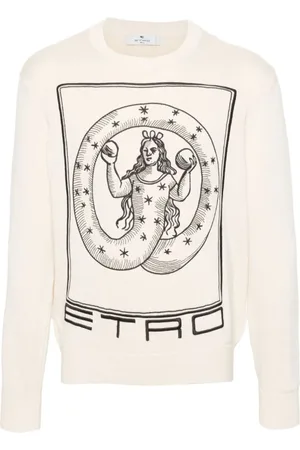 Etro Strik, Herre, Hvid, L, Uld, Stilfuld Strikket Sweater