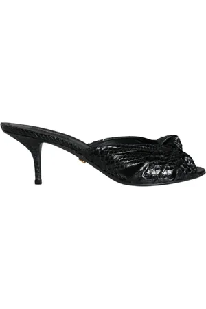 Dolce & Gabbana Sko, Dame, Sort, 39 EU, Læder, Sort læder hæl sandaler sko