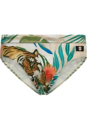 Roberto Cavalli Badetøj, Herre, Flerfarvet, L, Grøn Jungle Svømmebriefs