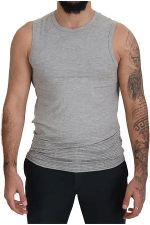 ERMANNO SCERVINO Top, Herre, Grå, M, Bomuld, Logo Detail Ærmeløs T-shirt