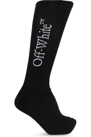 OFF-WHITE Undertøj, Herre, Sort, M, Bomuld, Logo-Stamp Ribbed Socks