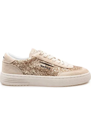 Ghoud Sko, Dame, Gul, 36 EU, Uld, Sand/Guld Glitter Sneakers Snørelukning