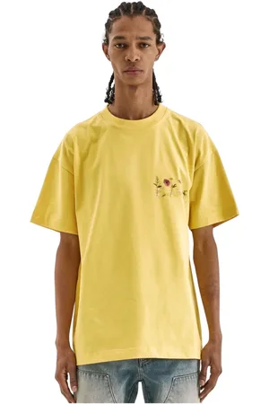 FLÂNEUR Top, Herre, Gul, 2XL, Bomuld, Gul Botanisk T-shirt