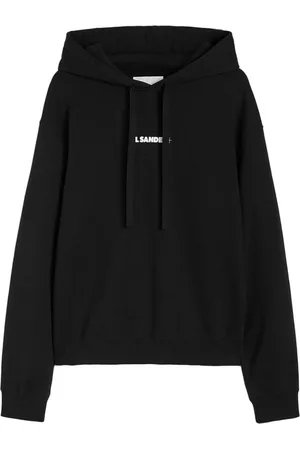 Jil Sander Sweathshirts & Hoodies, Herre, Sort, XL, Bomuld, Sort Bomuldshættetrøje med Logoprint