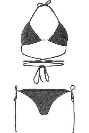 Reina Olga Badetøj, Dame, Grå, M, Uld, Lurex Trekantet Bikini med Bindesider