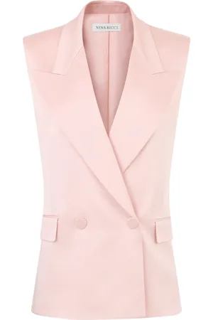 Nina Ricci Jakke, Dame, Lyserød, 2XL, Double-Breasted Ærmeløs Jakke