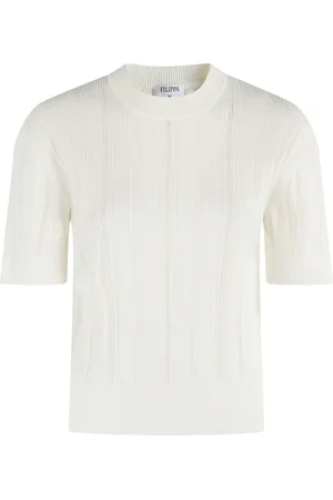 Filippa K Strik, Dame, Hvid, M, Polyester, Hvid Ribstrikket T-shirt