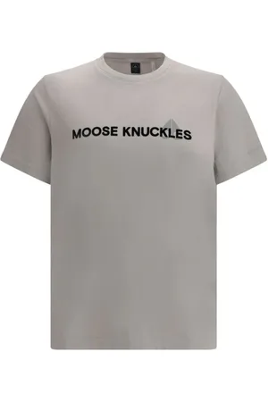 Moose Knuckles Top, Herre, Grå, XL, Bomuld, Monogram Bomuld T-shirt med Ribbet Crew Neck