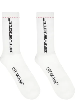 OFF-WHITE Undertøj, Herre, Hvid, M, Bomuld, Logo Intarsia Bomuldsstrømper