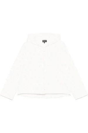 Emporio Armani Sweathshirts & Hoodies, Dame, Hvid, XS, Uld, Hvid Sweater med Lynlås Hætte