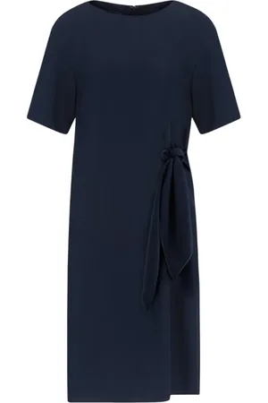 Emporio Armani Kjole, Dame, Blå, M, Blå Kjole med Rund Hals