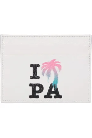 Palm Angels Tilbehør, Herre, Hvid, ONE SIZE, Uld, Graphic Print Cream Cardholder