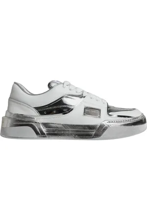 Dolce & Gabbana Sko, Dame, Hvid, 39 EU, Læder, Sølv Læder Lav Top Sneakers Sko