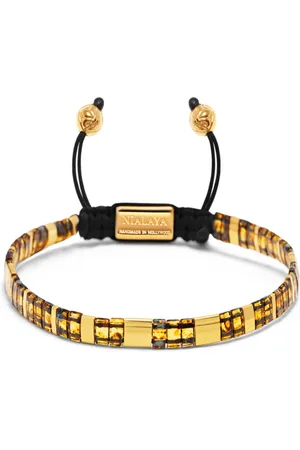 Nialaya Tilbehør, Dame, Gul, XS, Uld, Marmorerede Amber og Guld Armbånd