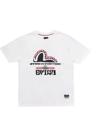 Evisu Top, Herre, Hvid, XL, Måge Trykt Totem T-Shirt
