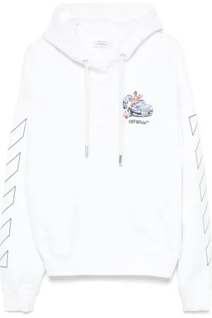 OFF-WHITE Sweathshirts & Hoodies, Herre, Hvid, M, Bomuld, Hoodie med broderet logo
