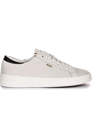 HUGO BOSS Sko, Herre, Hvid, 43 EU, Læder, Belwar Tenn Hamret Læder Sneakers