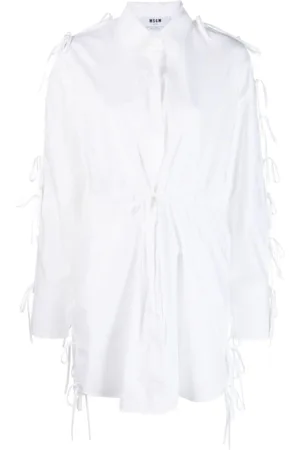 Msgm Kjole, Dame, Hvid, XS, Bomuld, Bombe-prydet bomuldsskjortekjole