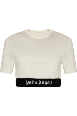 Palm Angels Top, Dame, Hvid, S, Bomuld, Cotton Crop Top