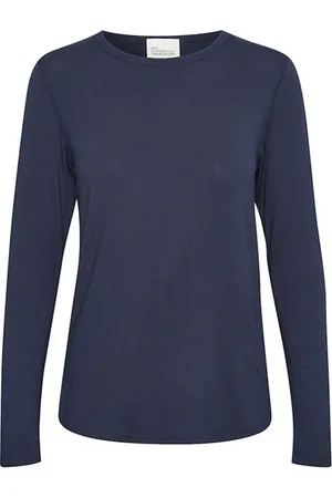 My Essential Wardrobe Top, Dame, Blå, XL, Modal Bluse Top