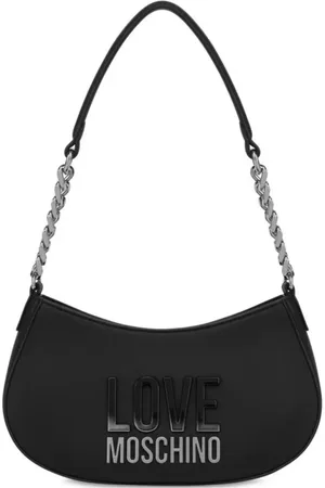 Moschino Taske, Dame, Sort, ONE SIZE, Uld, Sort skuldertaske med falmet logo