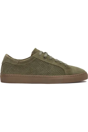 Kazar Sko, Herre, Grøn, 41 EU, Læder, Khaki sneakers med perforeret overdel