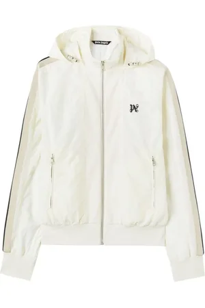Palm Angels Sweathshirts & Hoodies, Herre, Hvid, L, Uld, Broderet Logo Hættejakke