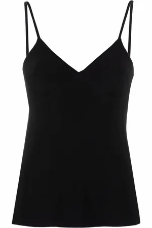 Norma Kamali Top, Dame, Sort, M, Polyester, Sort Spaghetti Strap V-udskærings Top