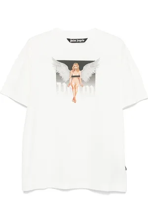 Palm Angels Top, Herre, Hvid, S, Uld, Crew Neck Drop Shoulder T-shirt