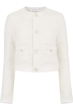 Nina Ricci Jakke, Dame, Hvid, XL, Tweed, Tweed Cardigan