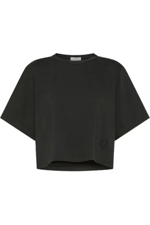FORTE FORTE Top, Dame, Sort, M, Bomuld, Sort Crop T-shirt Bomuld Jersey
